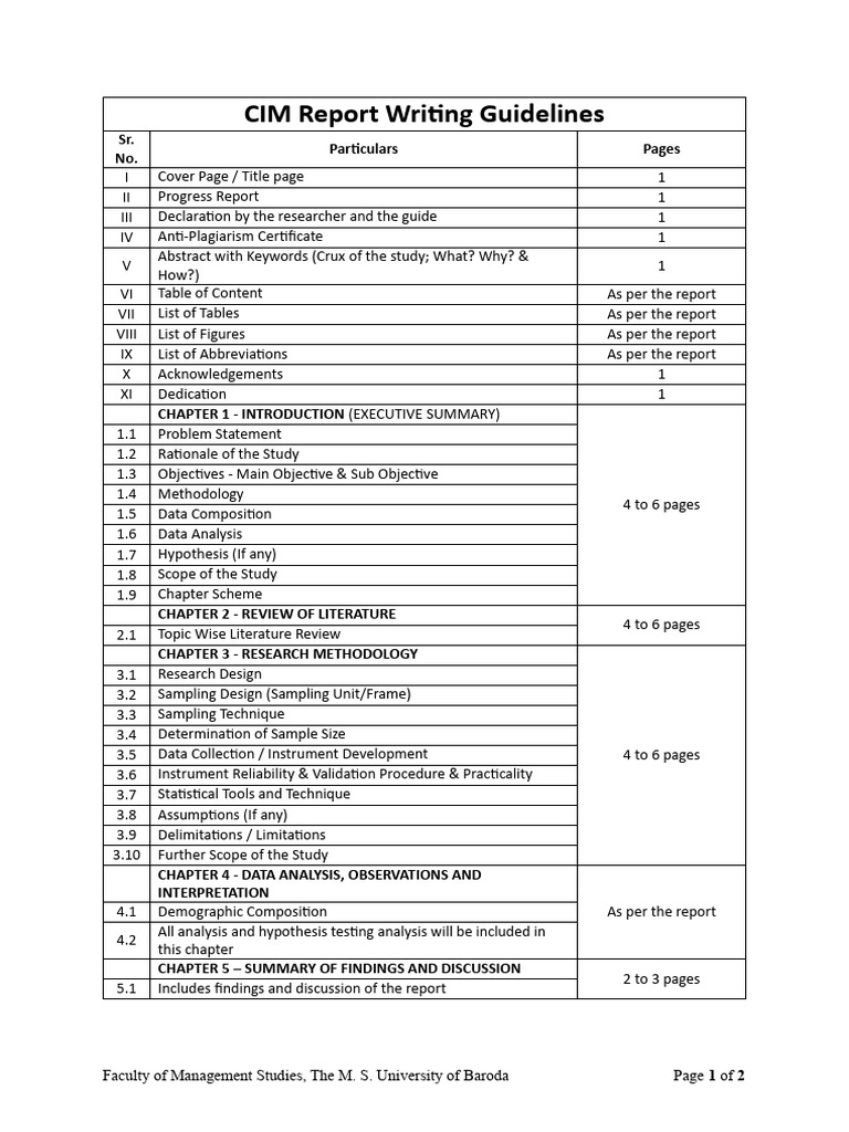 CIM Report Writing Guidelines | PDF | Methodology | Data Analysis