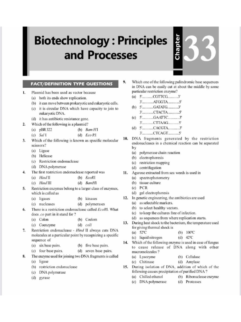 Biotec. Practice Questions | PDF