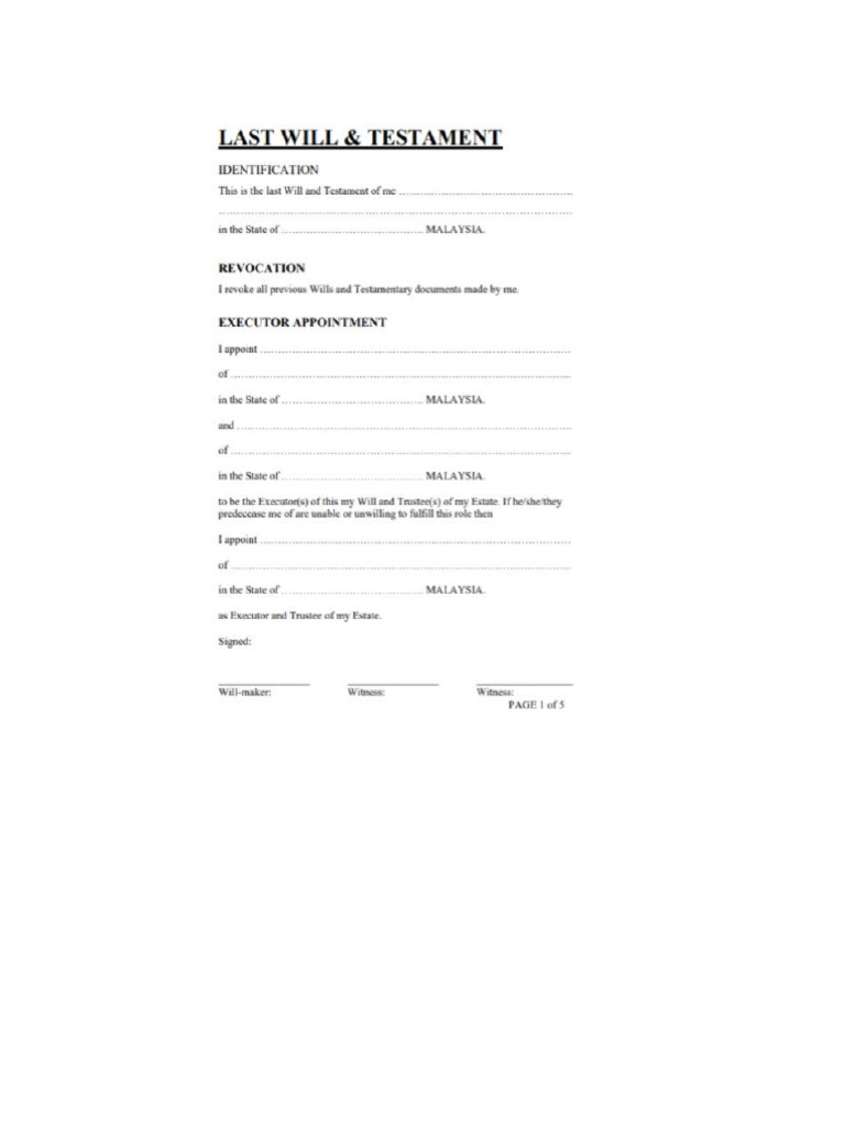 Last Will & Testament Example | PDF