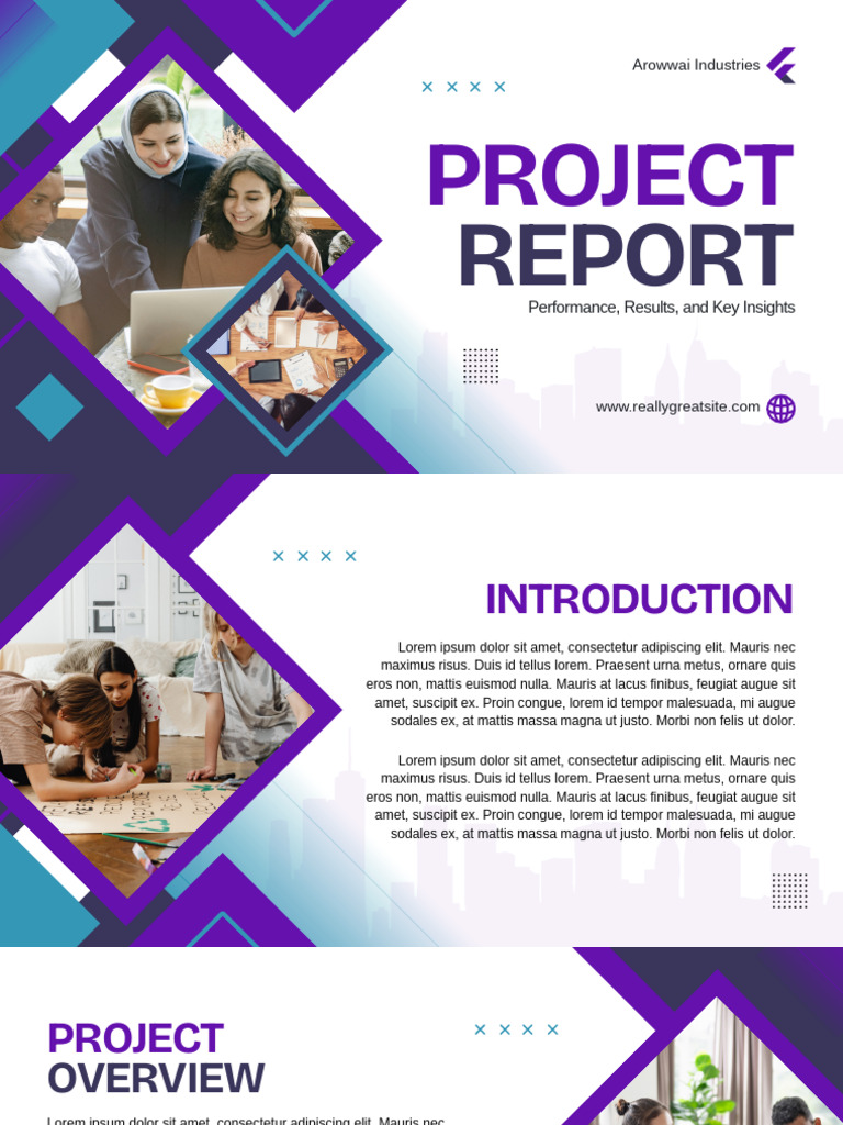 Purple Teal and White Modern Professional Project Report Presentation | PDF