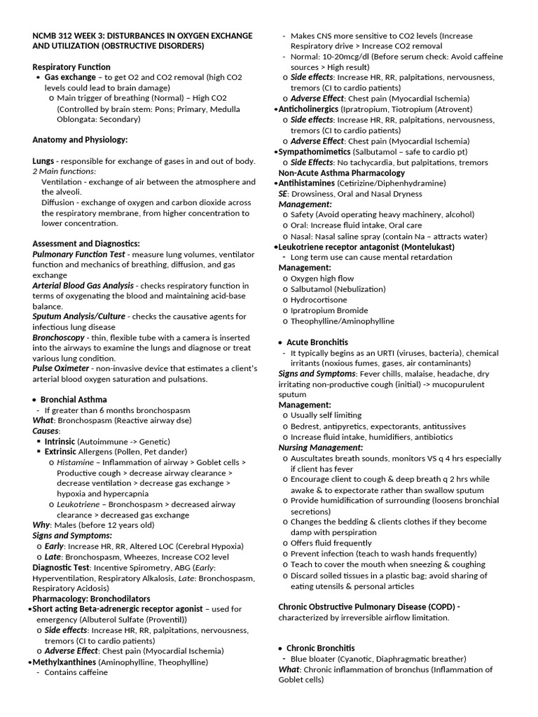 NCMB 312 Respiratory SystemObstructive 2 | PDF | Lung | Chronic ...