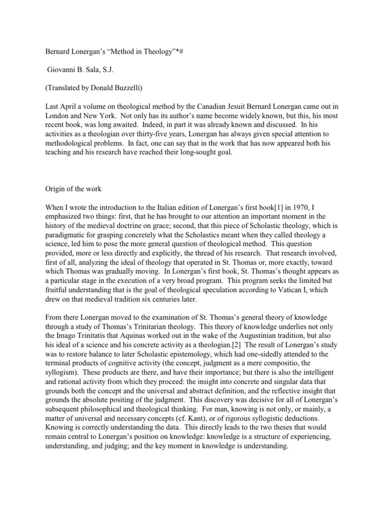Bernard Lonergan Method in Theology | PDF | Theology | Knowledge
