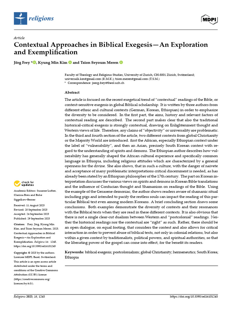 Contextual Approaches in Biblical Exegesis-An Exploration | PDF ...