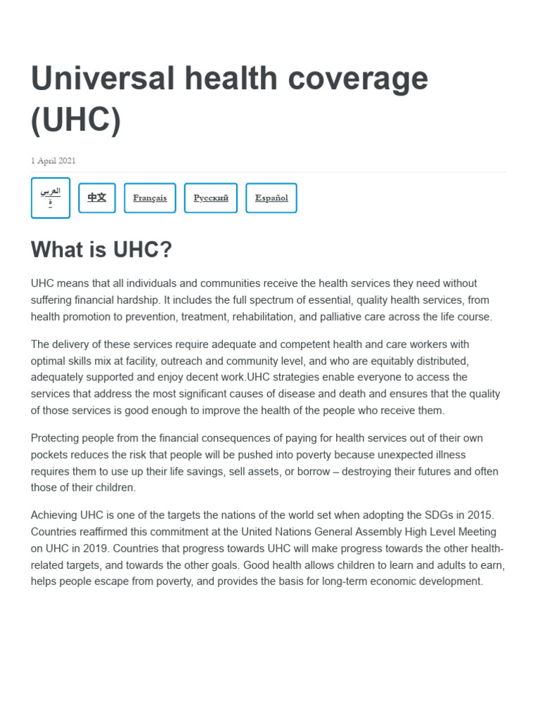 3universal Health Coverage (UHC) | PDF | World Health Organization ...