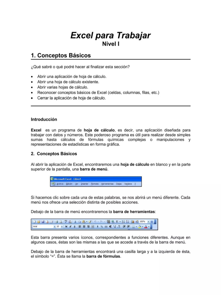 Excel Conceptos Basicos - Colego Arquitas Kids | PDF