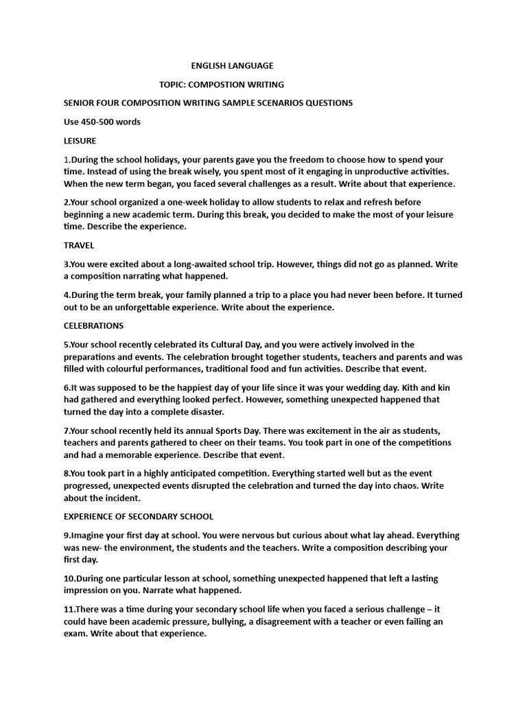 Composition Writing Questions | PDF