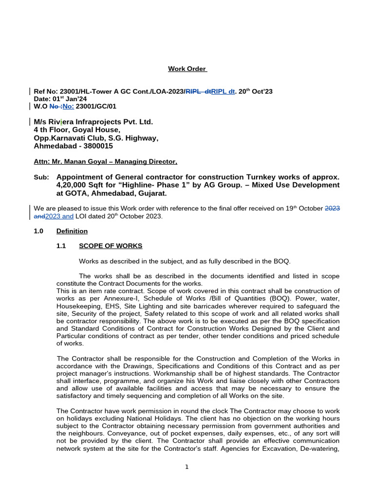 PH-1 Work Order | PDF