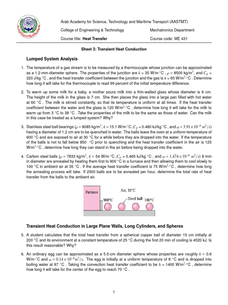 HeatTransfer Sheet 3 TransientHeatConduction Q | PDF | Heat Transfer ...