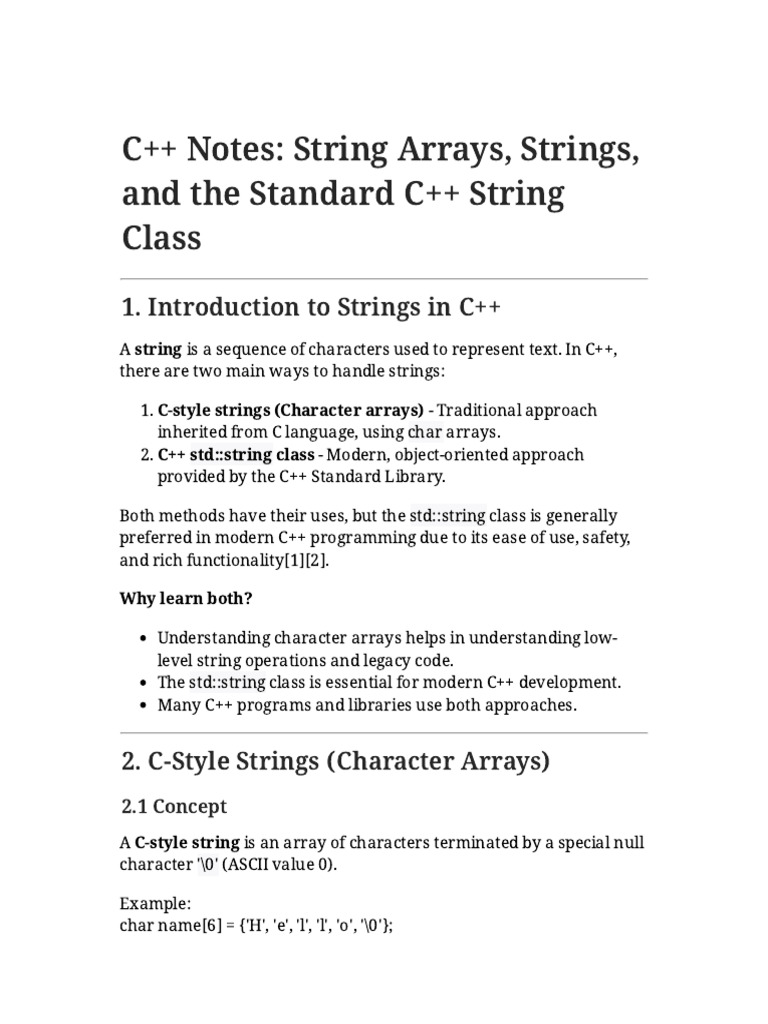 CPP String Notes | PDF