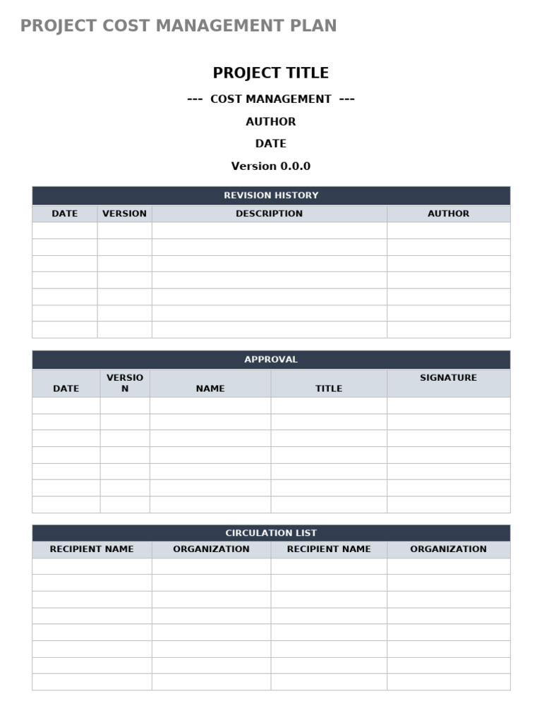Project Cost Management Plan | PDF