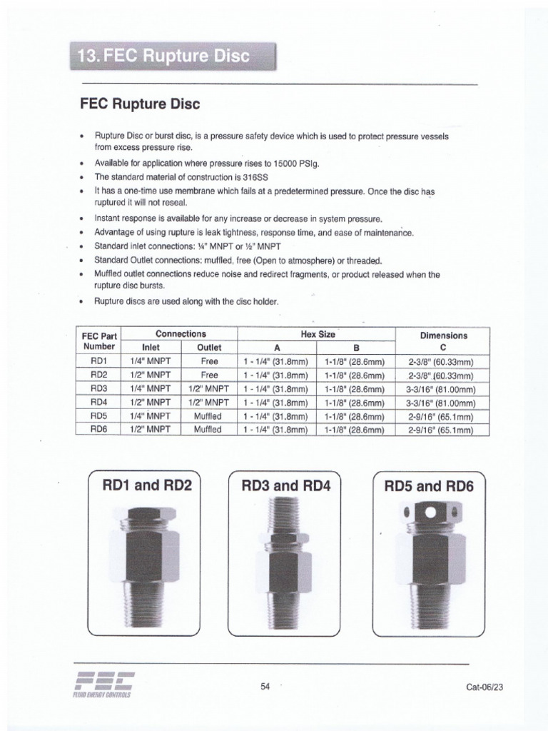 FEC Rupture Disc | PDF
