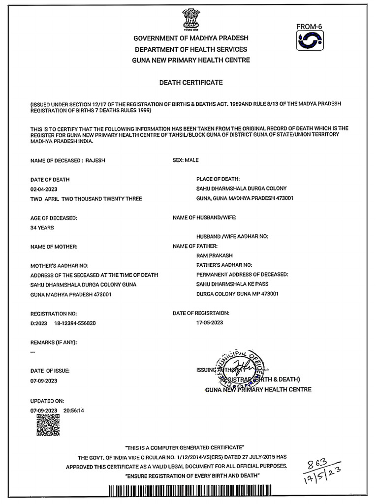 Death Certificate | PDF