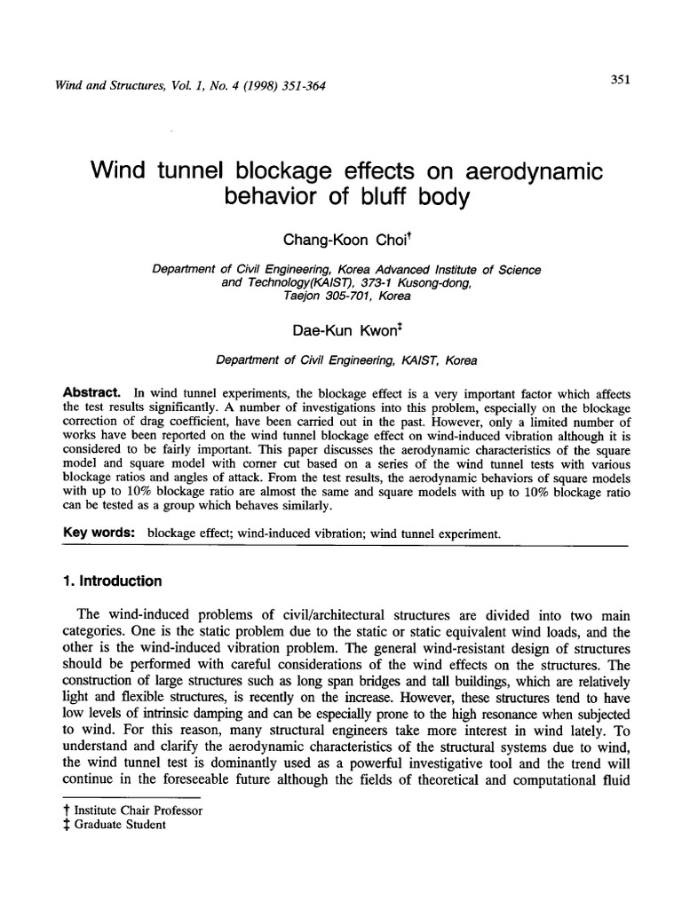 1998 Windtunnelblockageeffectsonaerodynamicbehaviorofbluffbody | PDF