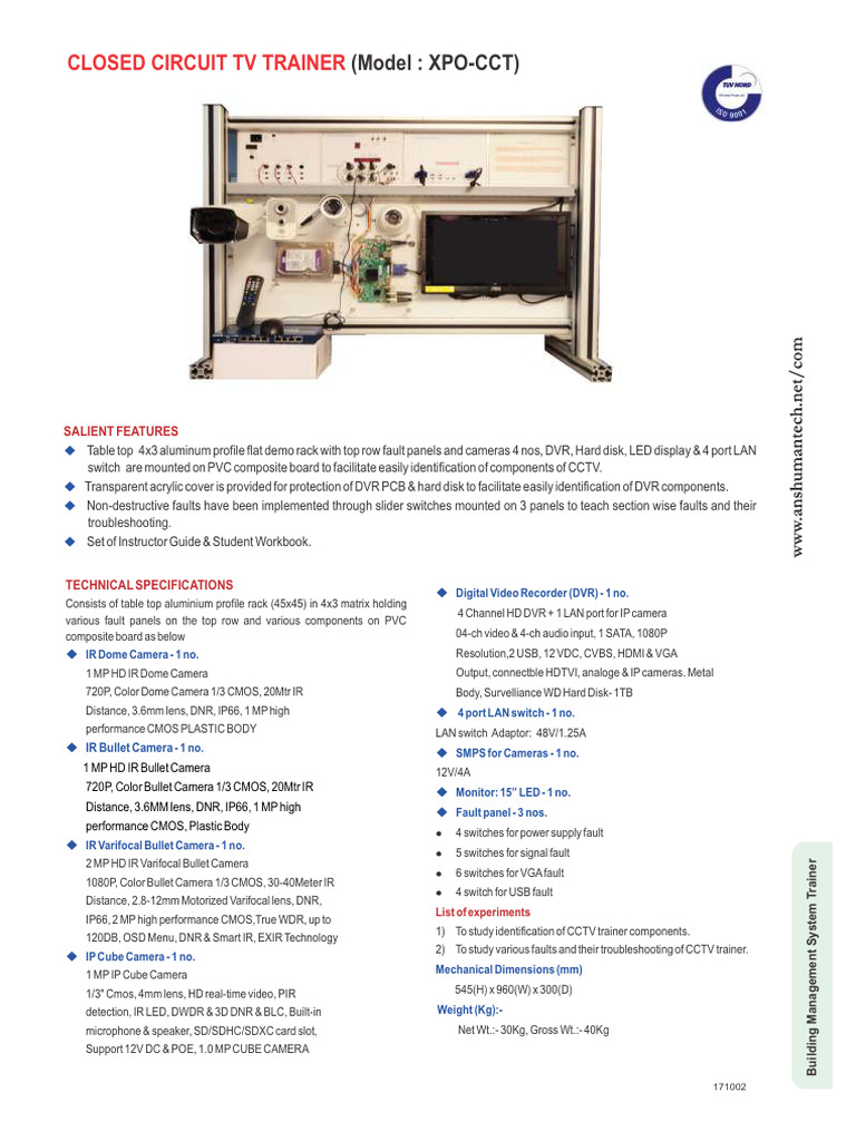 Closed Circuit TV Trainer | PDF | Digital Video Recorder | Camera