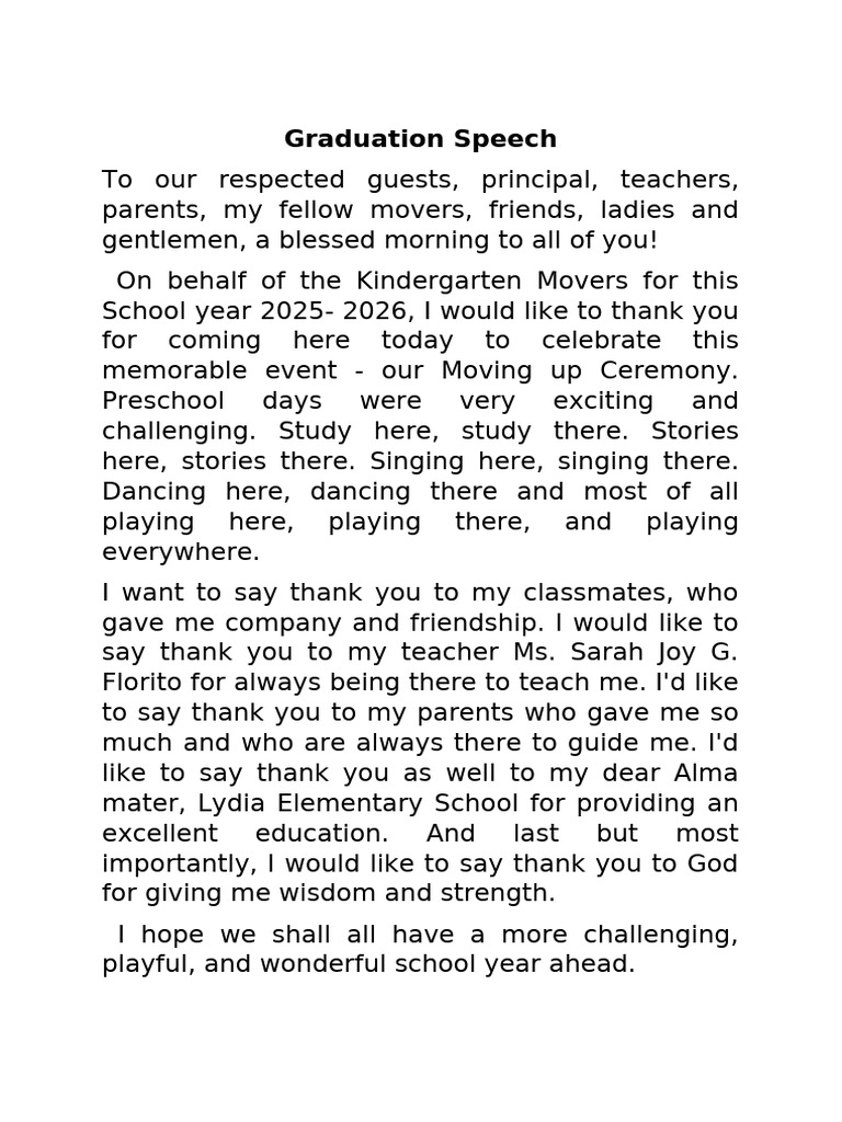 Graduation Speech | PDF
