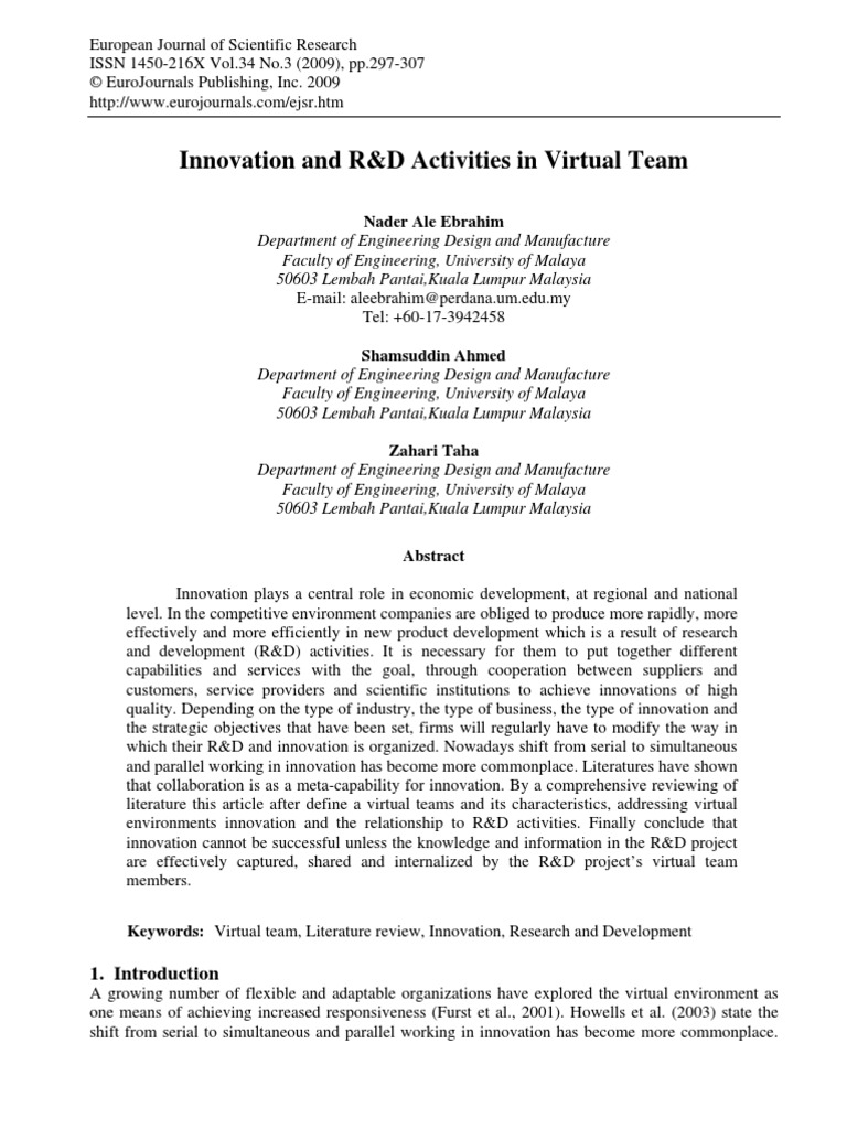 Innovation and R&D Activities in Virtual Team | PDF