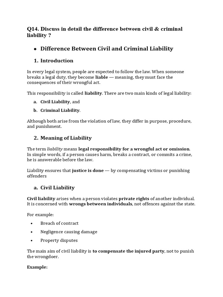 Civil & Criminal Liability. | PDF | Crimes | Crime & Violence