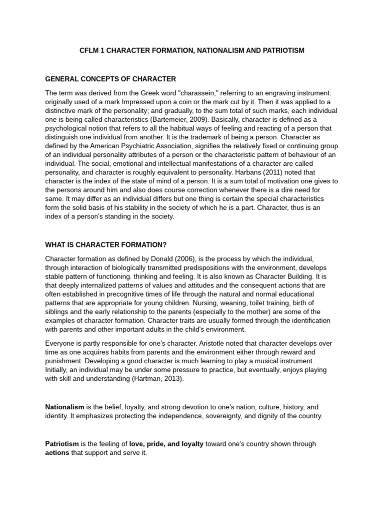 CFLM 1 Character Formation | PDF | Mind | Psychology