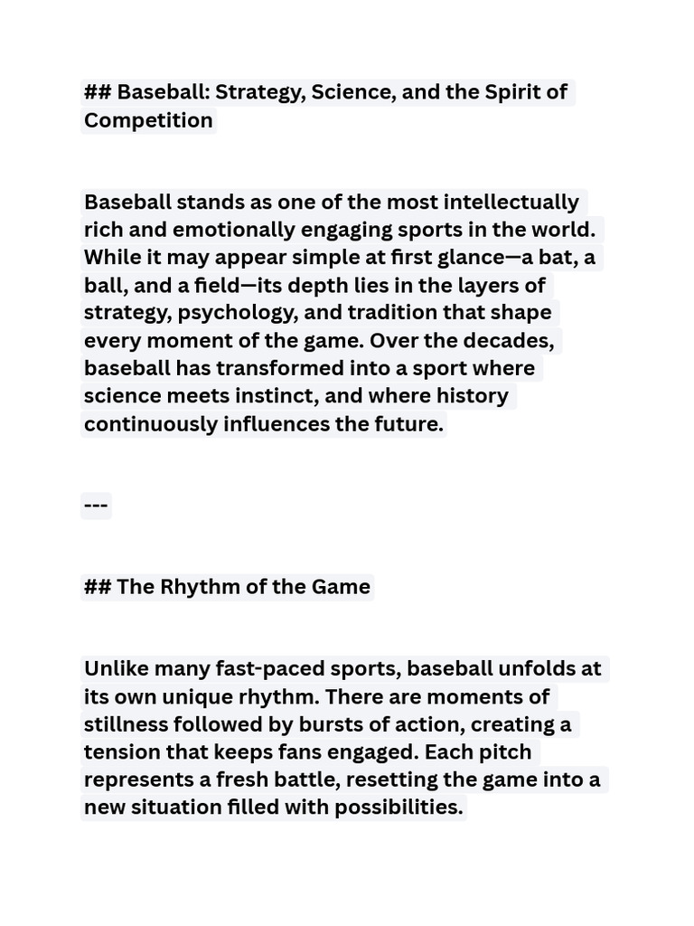 Baseball Strategy, Science, and The Spirit of Competition | PDF
