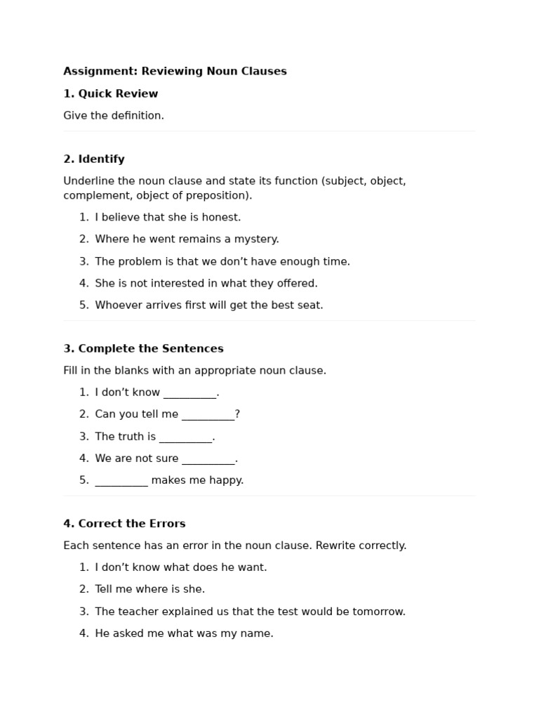 Noun Clauses | PDF