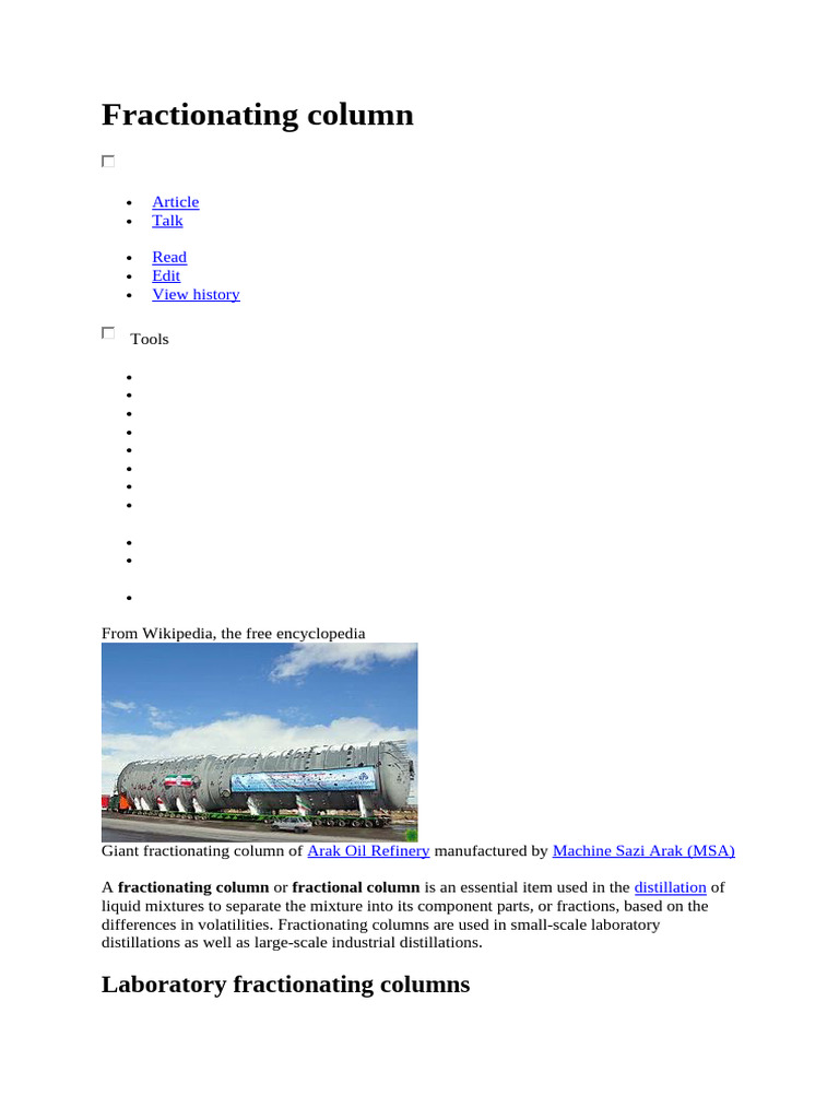 Fractionating Column | PDF | Distillation | Chemistry