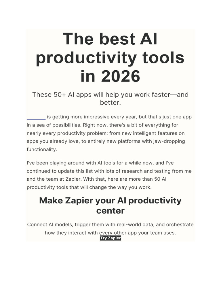 The Best AI Productivity Tools in 2026 | PDF