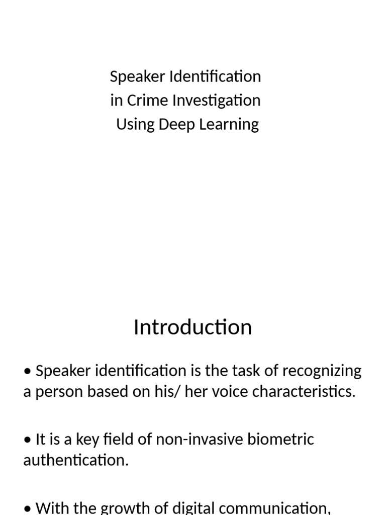 Speaker Identification | PDF | Deep Learning | Biometrics