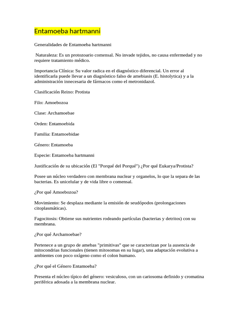 Entamoeba Hartmanni | PDF | Diarrea | Biología