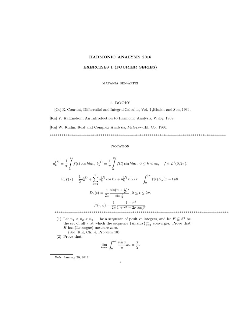 Harmonic Analysis 2016 Exercises 1 | PDF | Functional Analysis ...