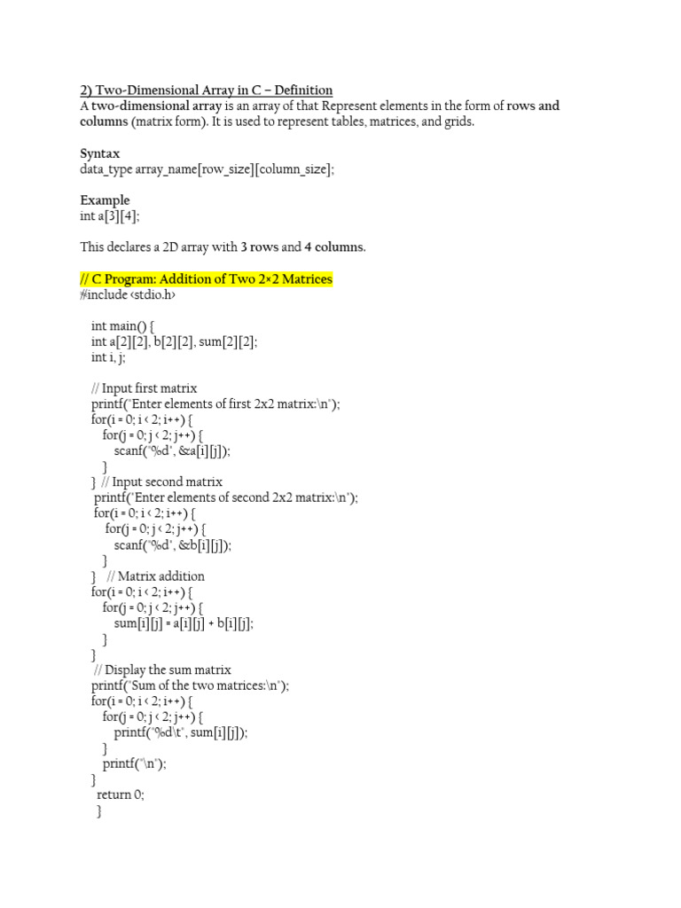 5.2 Two Dimentional Array Final | PDF