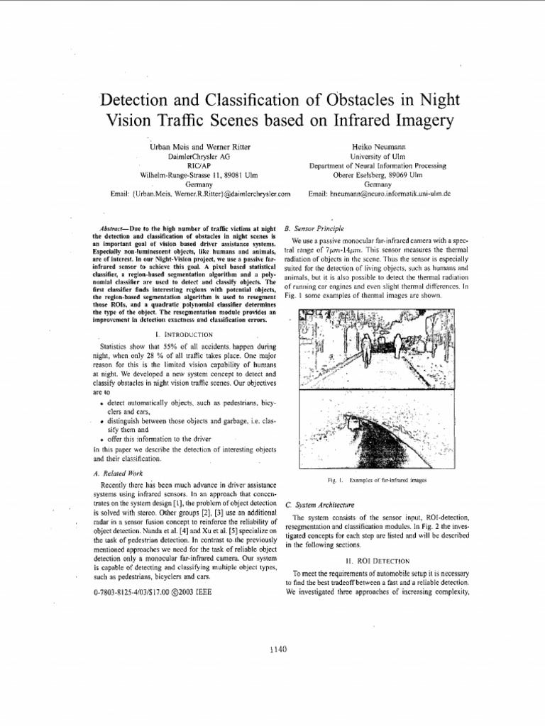 Detection and Classification of Obstacles in Night Vision Traffic ...