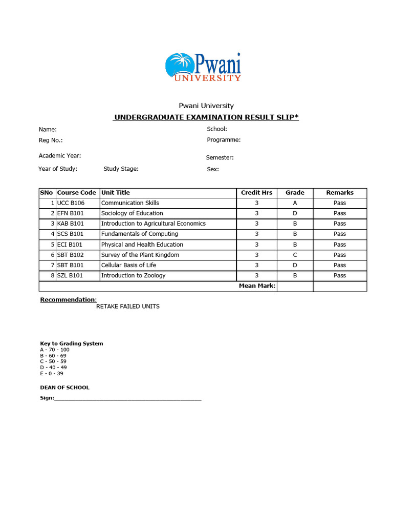 Print Exam Result Slip | PDF