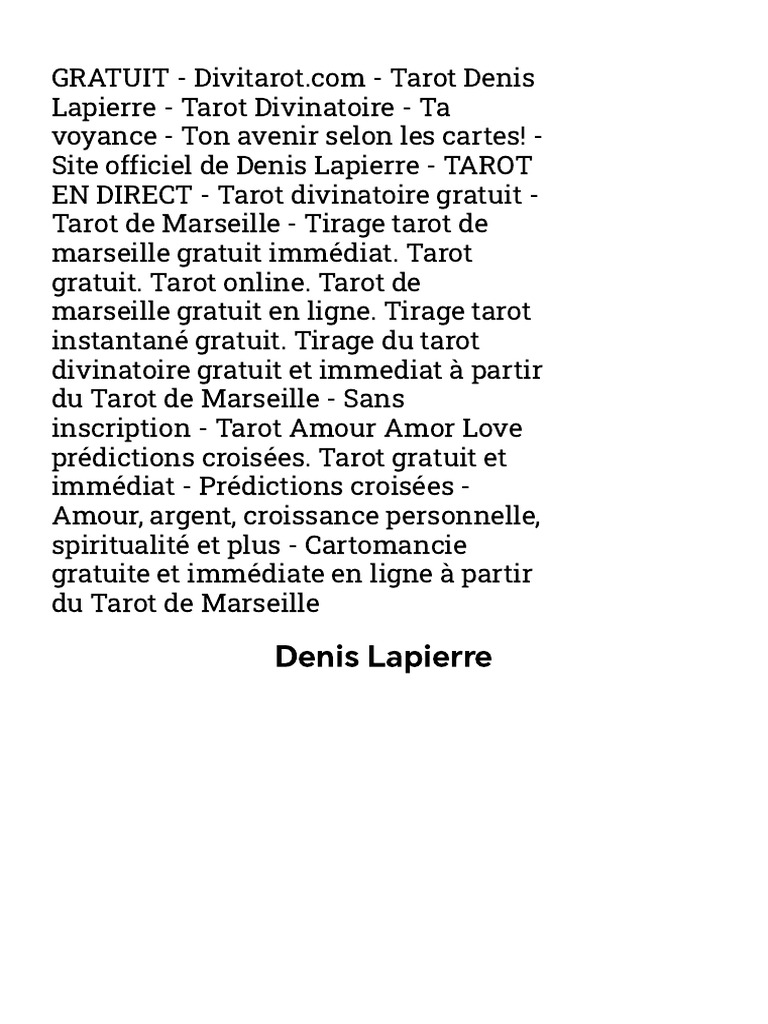 GRATUIT - Divitarot - Com - Tarot Denis Lapierre - Tarot ...