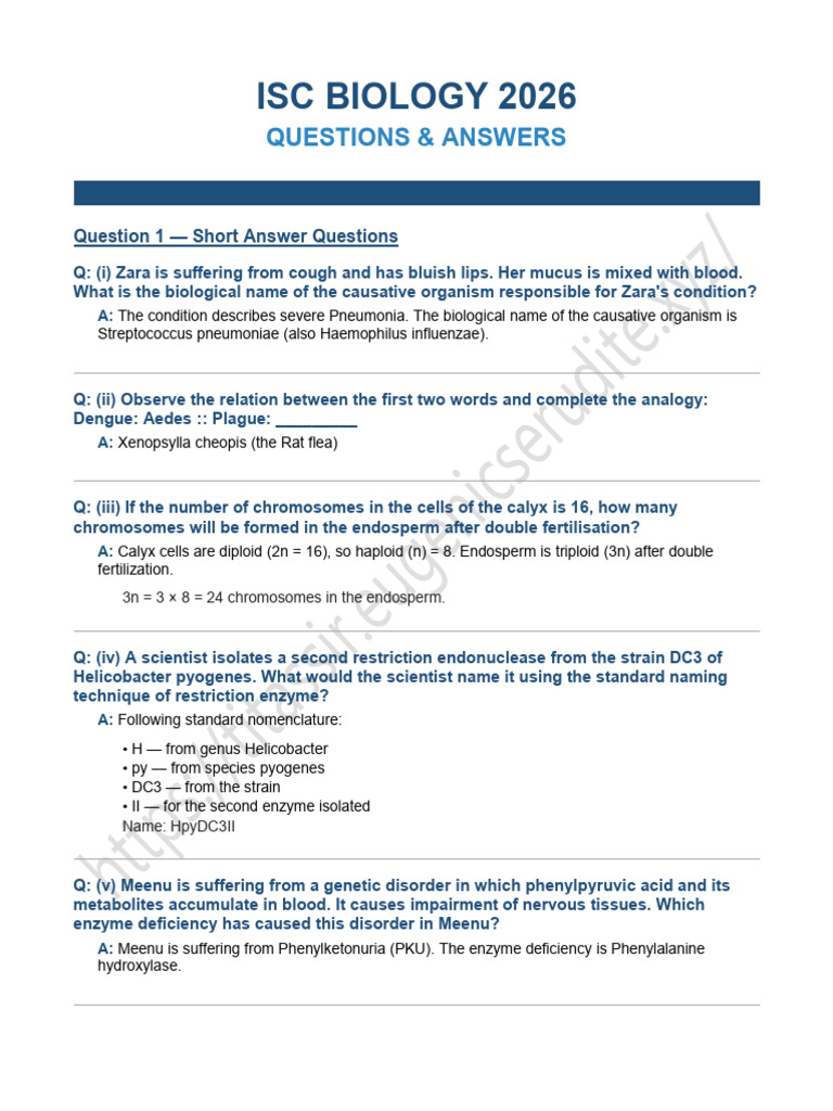 2026 Isc Paper Solution | PDF | Meiosis | Life Sciences