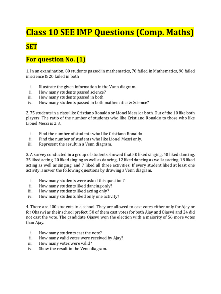 Maths Imp Questions | PDF