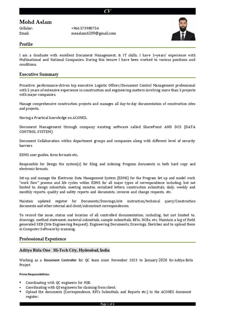 Mohd Aslam Document Controller | PDF | Computing