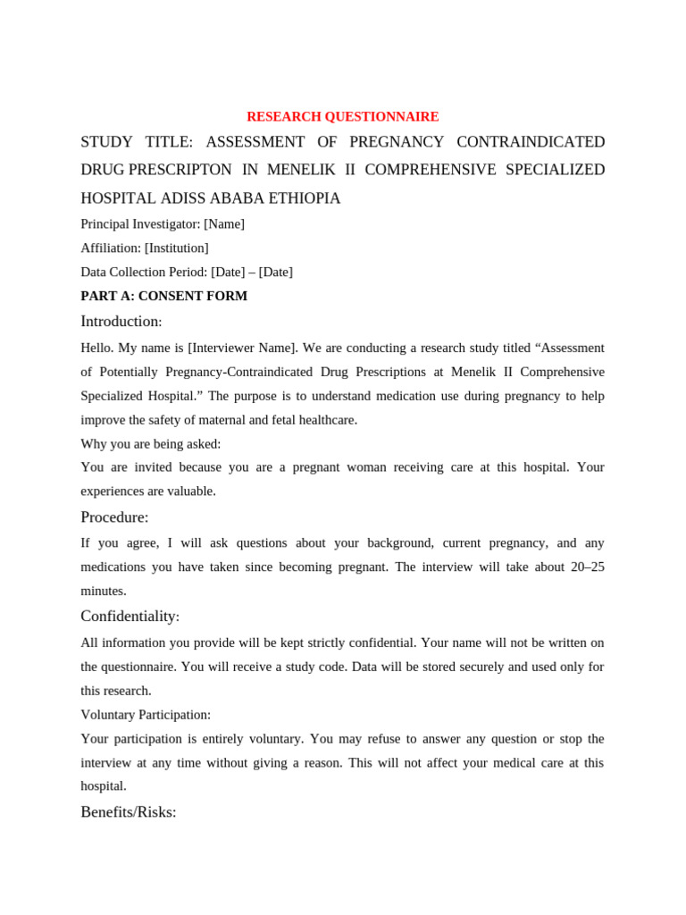 Research Questionnaire in English Edited | PDF | Medical Prescription ...