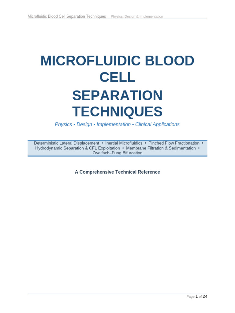Microfluidic Blood Cell Separation | PDF | Microfluidics | Red Blood Cell