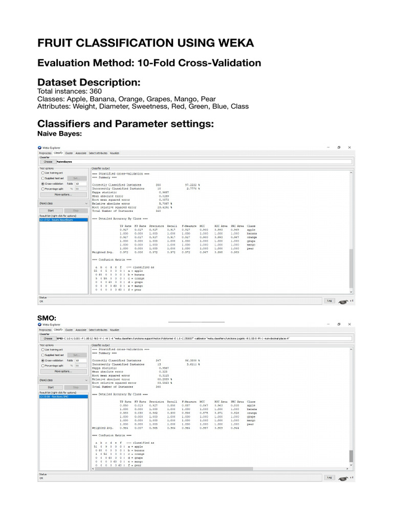 Fruit Classification Using Weka | PDF