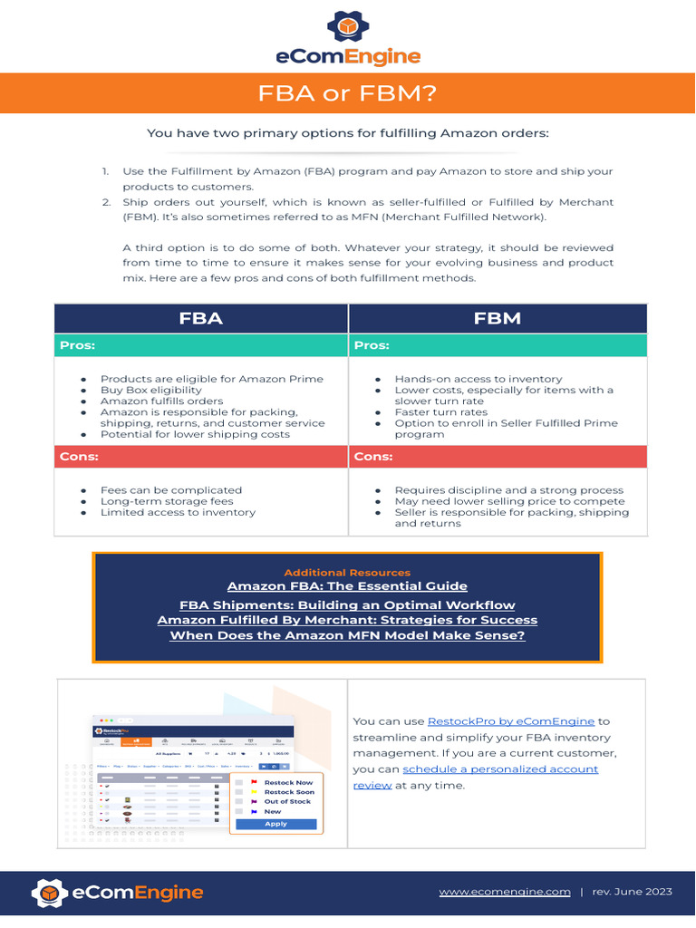 Fba Vs FBM Checklist | PDF | Economies | Business Economics