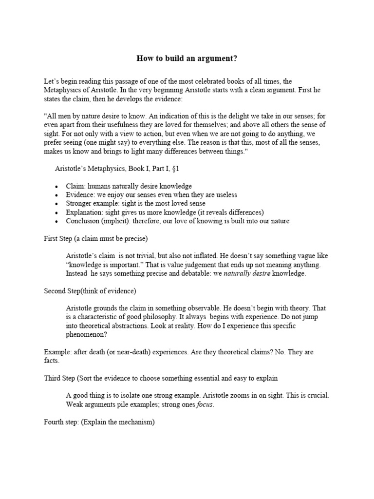 How To Build An Argument | PDF | Argument | Reason