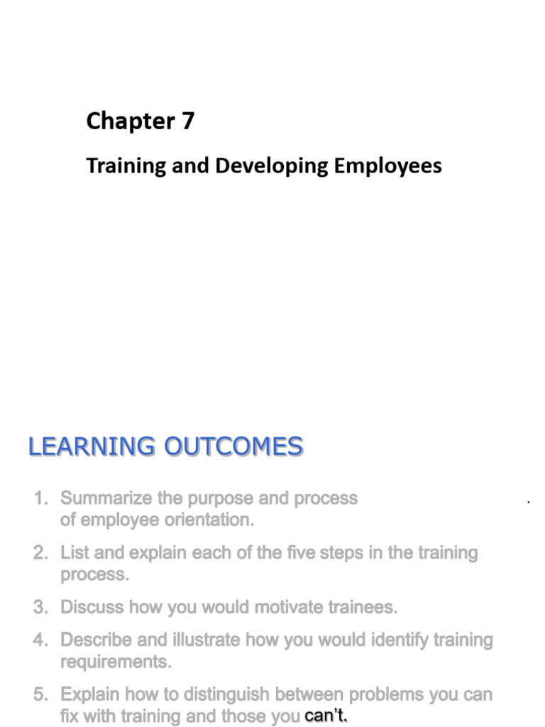 Chapter 7 - Training and Development | PDF | Performance Appraisal ...