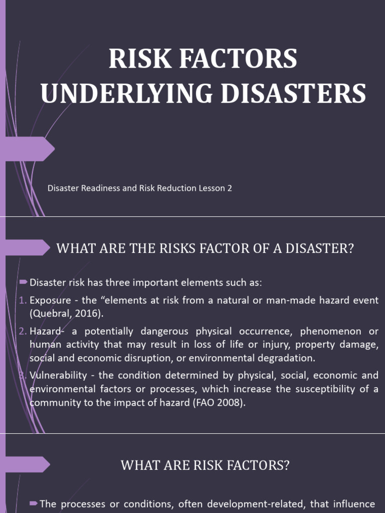 Lesson 2 Risk Factors Underlying Disasters | PDF | Hazards | Natural ...