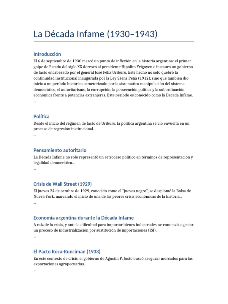 La Decada Infame Argentina | PDF
