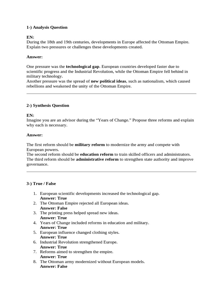 Grade 7 Final Exam Worksheet | PDF | Ottoman Empire