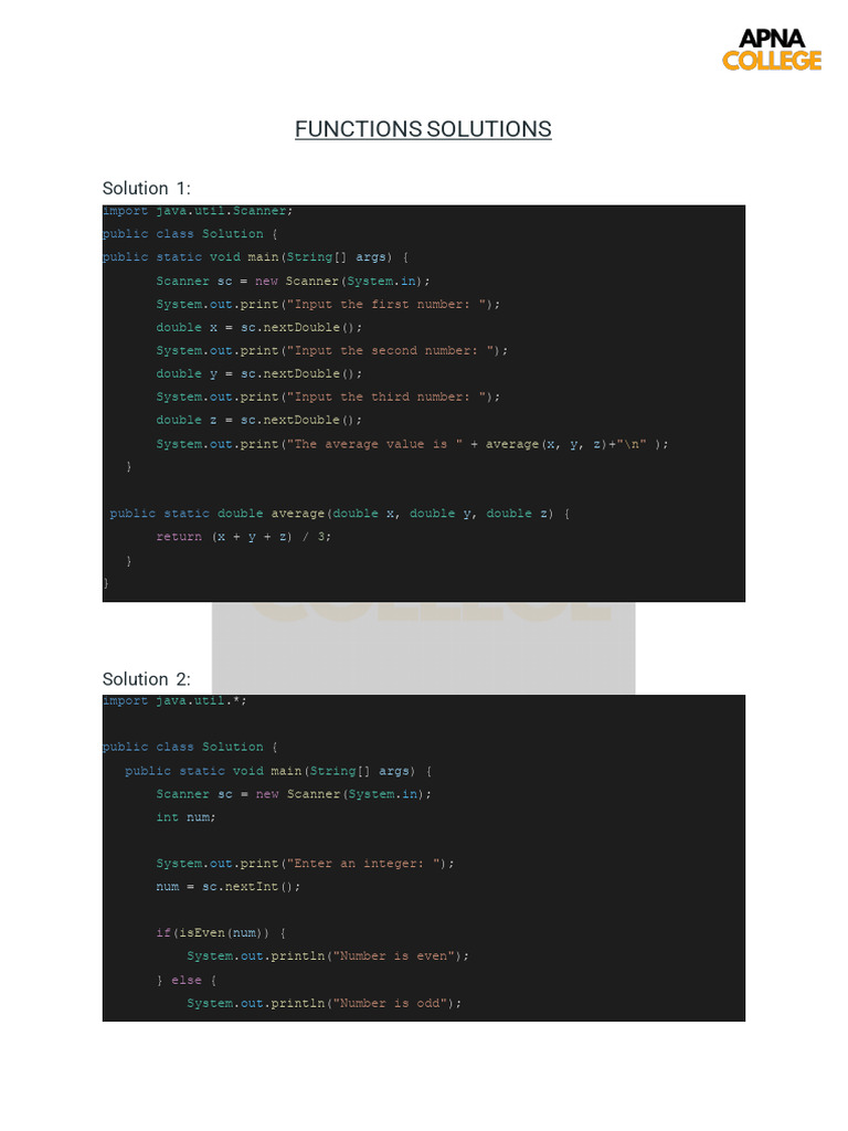 Functions Solutions | PDF | Integer (Computer Science) | Boolean Data Type