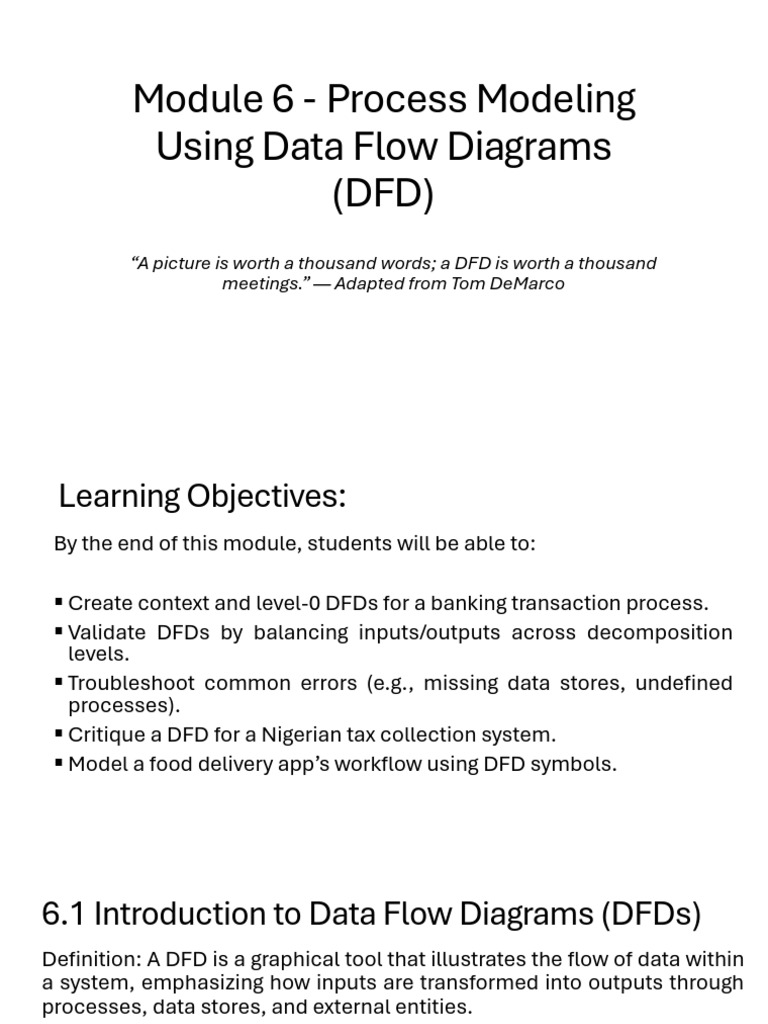 Lesson 6 - Process Modeling Using Data Flow Diagrams (DFD) | PDF