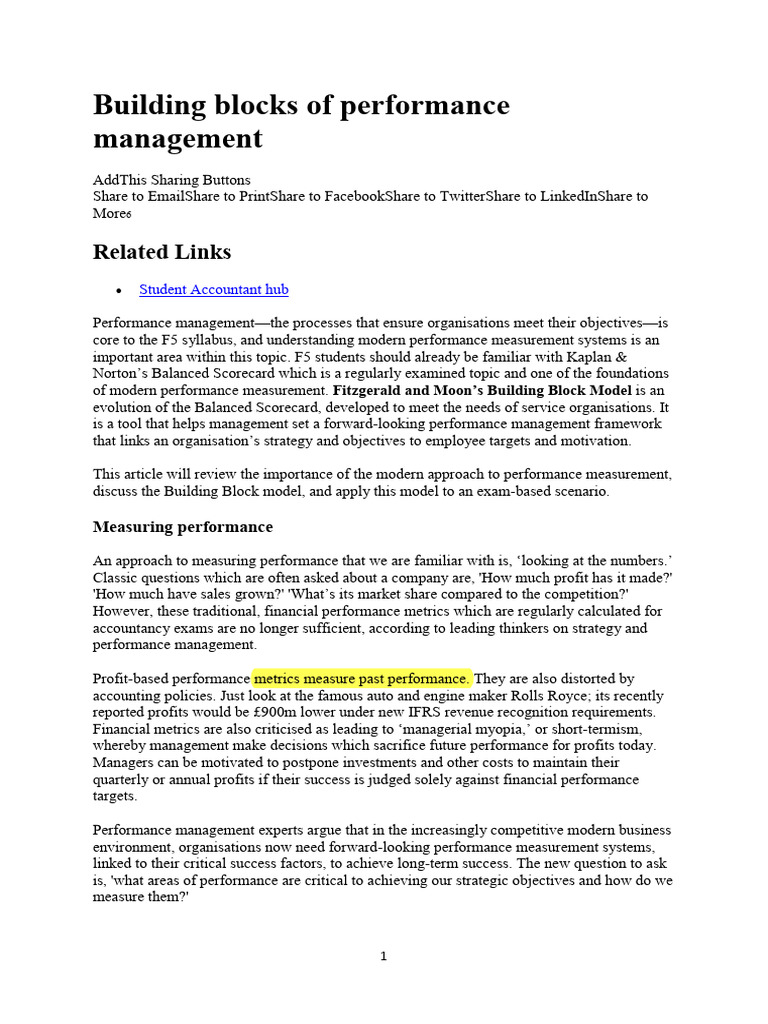 Building Blocks of Performance Management | PDF | Performance Indicator ...