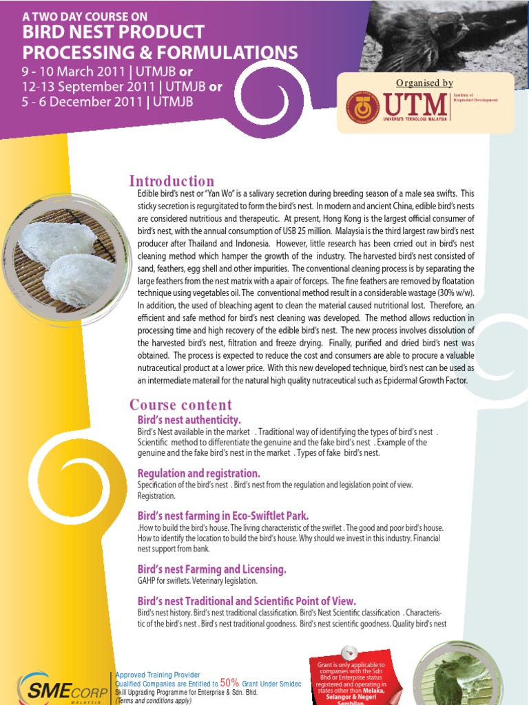 Bird Nest Product Processing & Formulations | PDF | Nature | Foods