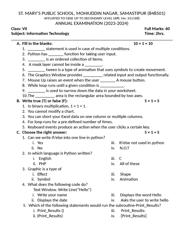 Class Vii (It) | PDF